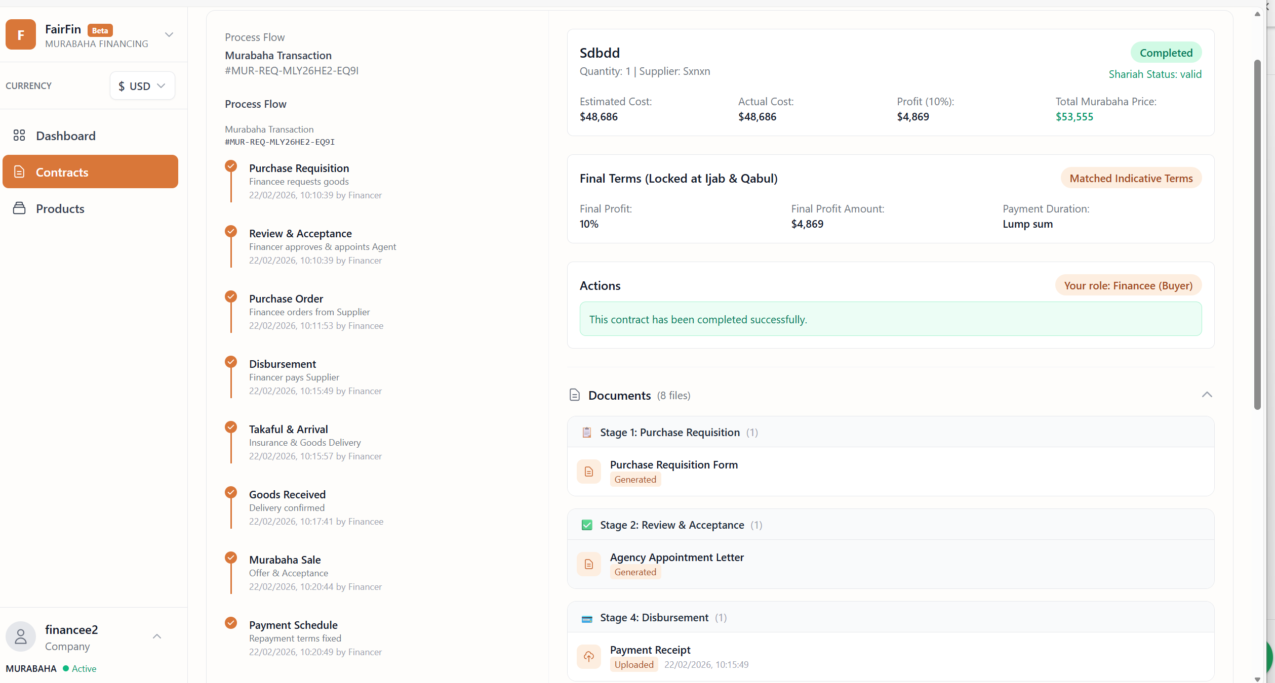 Contract Detail with Workflow Timeline